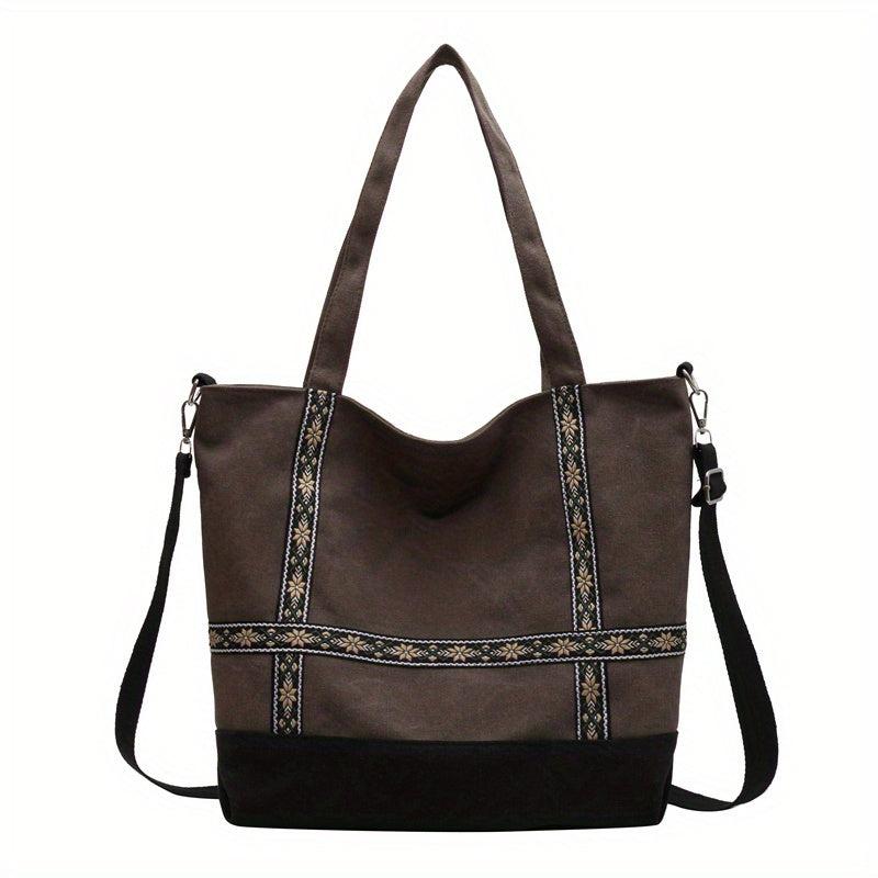 Vintage Floral Tote Bag Canvas Shoulder Bag Women's Handbag