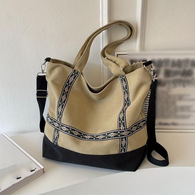Vintage Floral Tote Bag Canvas Shoulder Bag Women's Handbag