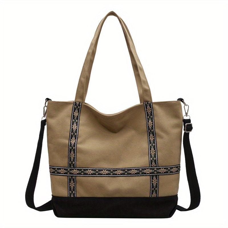 Vintage Floral Tote Bag Canvas Shoulder Bag Women's Handbag