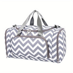 Striped Gym Sports Bag Large Capacity Shoulder Bag Zipper Luggage Bag