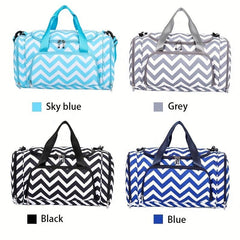 Striped Gym Sports Bag Large Capacity Shoulder Bag Zipper Luggage Bag