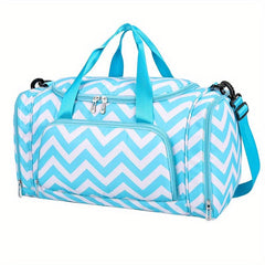 Striped Gym Sports Bag Large Capacity Shoulder Bag Zipper Luggage Bag