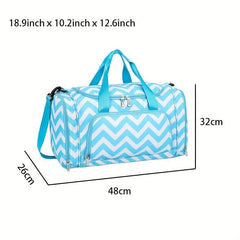 Striped Gym Sports Bag Large Capacity Shoulder Bag Zipper Luggage Bag