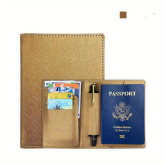Passport Holder Card Slots Pen Insert Travel Accessories