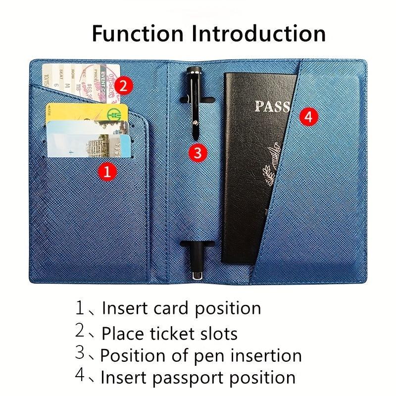 Passport Holder Card Slots Pen Insert Travel Accessories