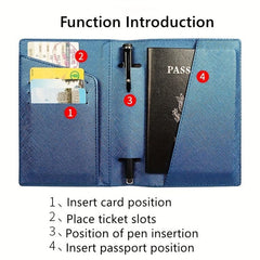 Passport Holder Card Slots Pen Insert Travel Accessories