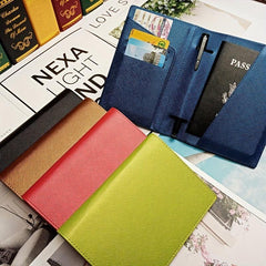 Passport Holder Card Slots Pen Insert Travel Accessories