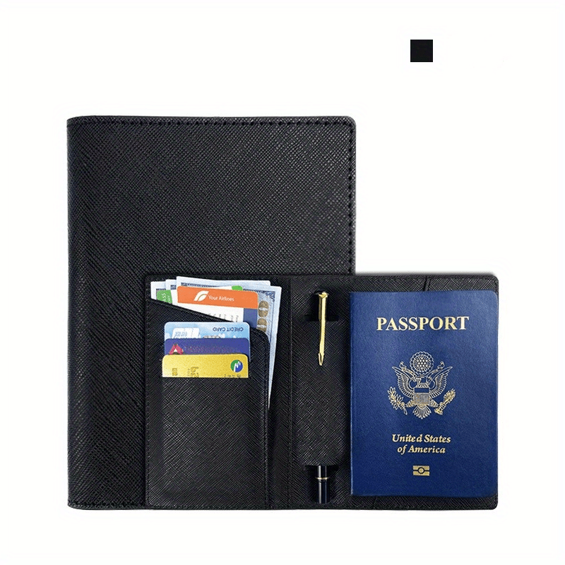 Passport Holder Card Slots Pen Insert Travel Accessories