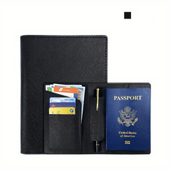 Passport Holder Card Slots Pen Insert Travel Accessories