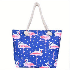 Flamingo Pattern Tote Bag Large Capacity Beach Storage Bag