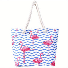 Flamingo Pattern Tote Bag Large Capacity Beach Storage Bag