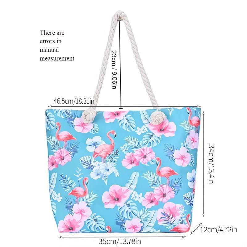 Flamingo Pattern Tote Bag Large Capacity Beach Storage Bag