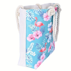 Flamingo Pattern Tote Bag Large Capacity Beach Storage Bag