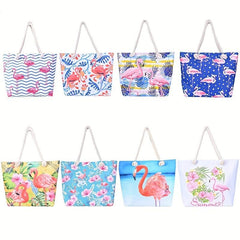Flamingo Pattern Tote Bag Large Capacity Beach Storage Bag