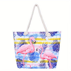 Flamingo Pattern Tote Bag Large Capacity Beach Storage Bag