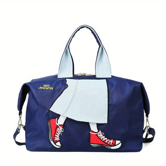 Legs Print Large Capacity Weekender Tote Bag Nylon Waterproof Luggage Bag