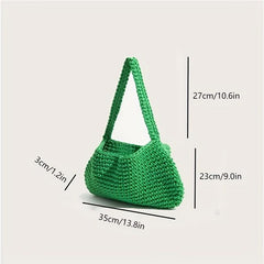 Solid Crochet Bag Large Capacity Shoulder Tote Knitted Bag