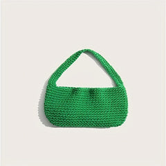 Solid Crochet Bag Large Capacity Shoulder Tote Knitted Bag