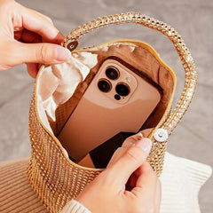 Rhinestone Decor Dinner Bag Geometric Shape Classic Evening Bag