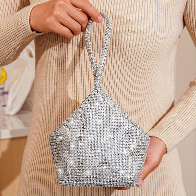 Rhinestone Decor Dinner Bag Geometric Shape Classic Evening Bag