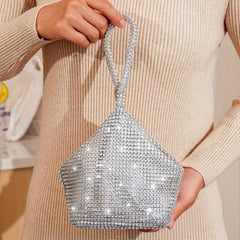 Rhinestone Decor Dinner Bag Geometric Shape Classic Evening Bag