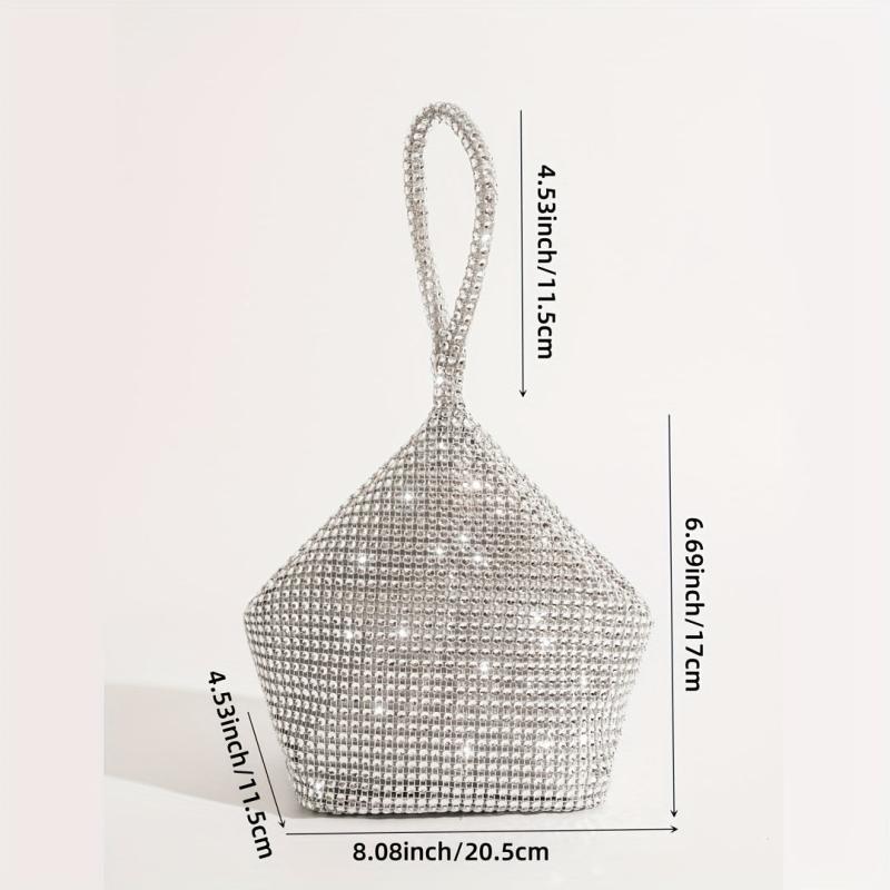 Rhinestone Decor Dinner Bag Geometric Shape Classic Evening Bag