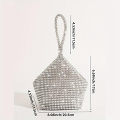 Rhinestone Decor Dinner Bag Geometric Shape Classic Evening Bag