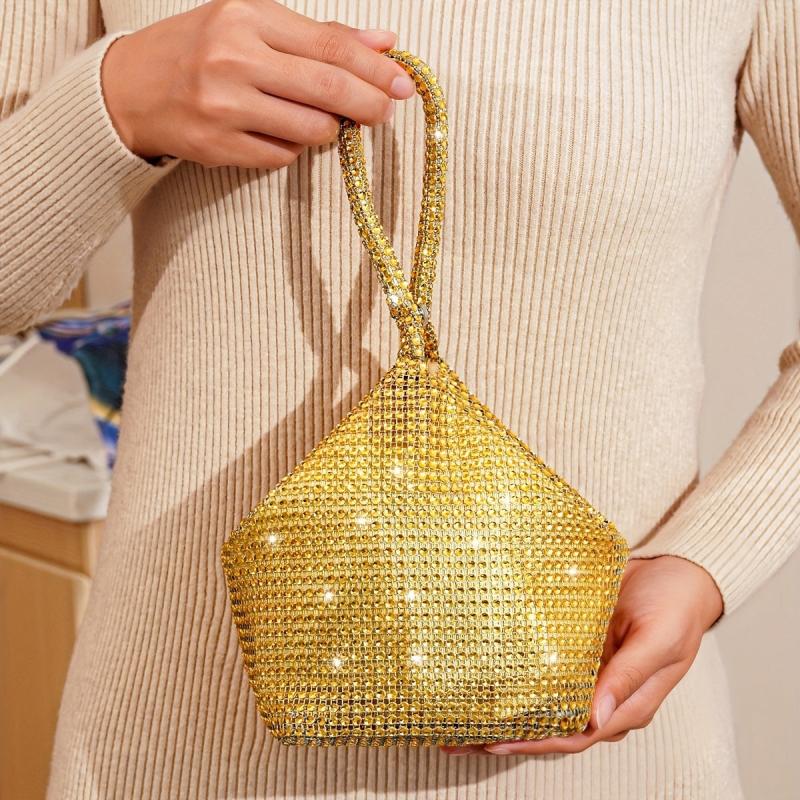 Rhinestone Decor Dinner Bag Geometric Shape Classic Evening Bag