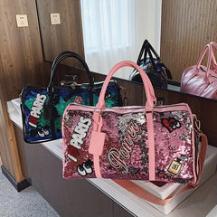 Sparkly Sequin Duffle Bag Gym Weekender Carry On Overnight