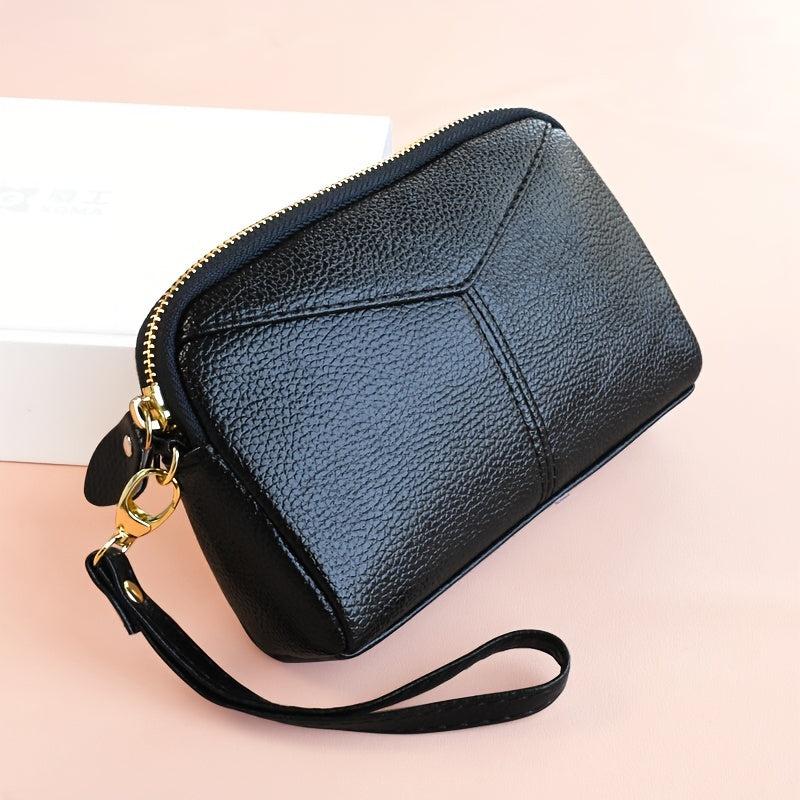 Litchi Embossed Long Wallet Faux Leather Clutch Phone Bag