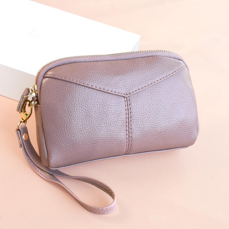 Litchi Embossed Long Wallet Faux Leather Clutch Phone Bag