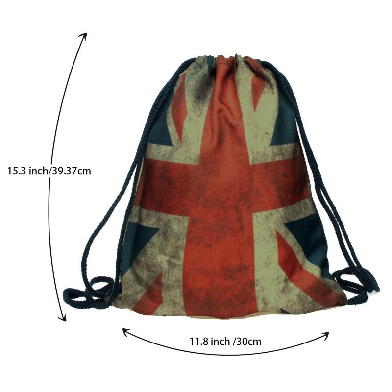British Flag Pattern Sports Bag Lightweight Backpack Drawstring