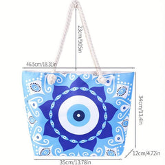 Vintage Pattern Canvas Zipper Shopping Bag
