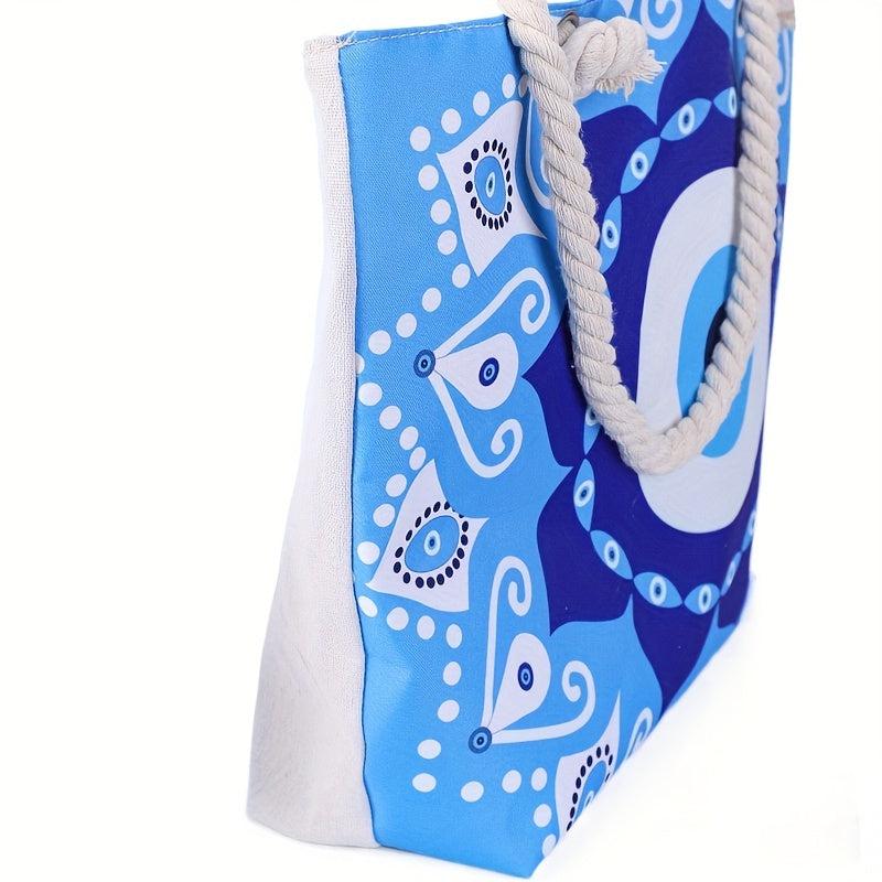 Vintage Pattern Canvas Zipper Shopping Bag