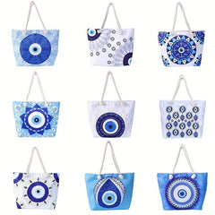 Vintage Pattern Canvas Zipper Shopping Bag