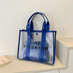Large Capacity Transparent Tote Bag Letter Print Women's Shoulder Bag