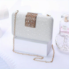 Glitter Rhinestone Evening Bag Chain Handbag Clutch Wedding Prom
