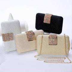 Glitter Rhinestone Evening Bag Chain Handbag Clutch Wedding Prom