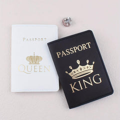 King & Queen Passport Holder Couple Crown Travel Accessories
