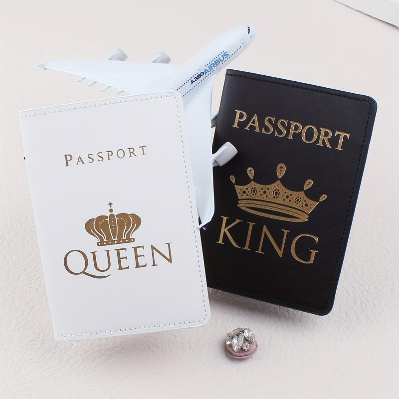 King & Queen Passport Holder Couple Crown Travel Accessories
