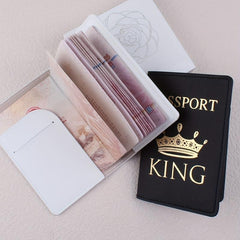 King & Queen Passport Holder Couple Crown Travel Accessories