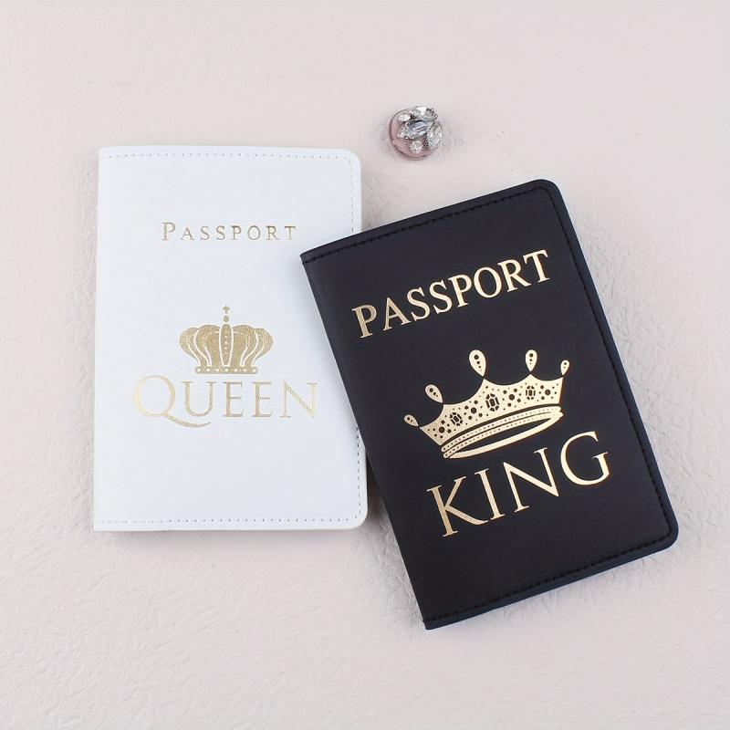 King & Queen Passport Holder Couple Crown Travel Accessories