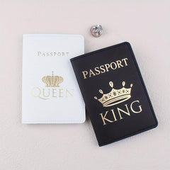King & Queen Passport Holder Couple Crown Travel Accessories