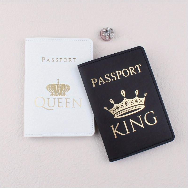 King & Queen Passport Holder Couple Crown Travel Accessories