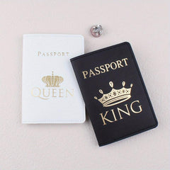 King & Queen Passport Holder Couple Crown Travel Accessories