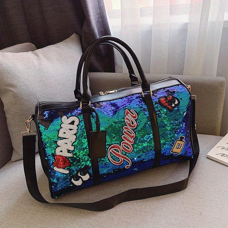 Glitter Sports Handbag Sequins Decor Lightweight Duffle Bag