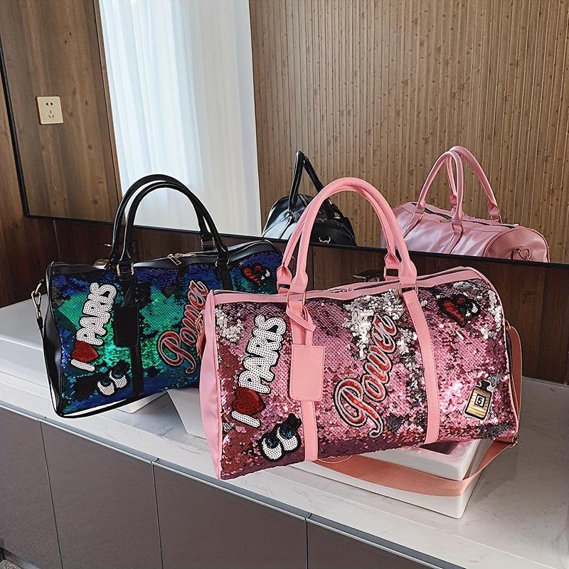 Glitter Sports Handbag Sequins Decor Lightweight Duffle Bag