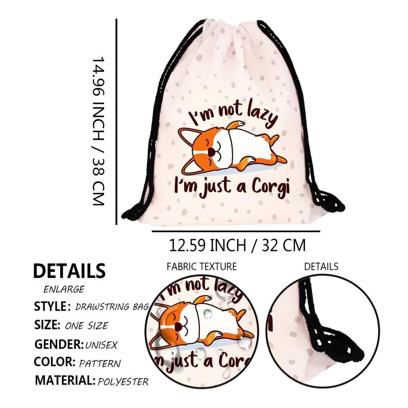 Cartoon Animal Drawstring Sackpack Letter Graphic Backpack