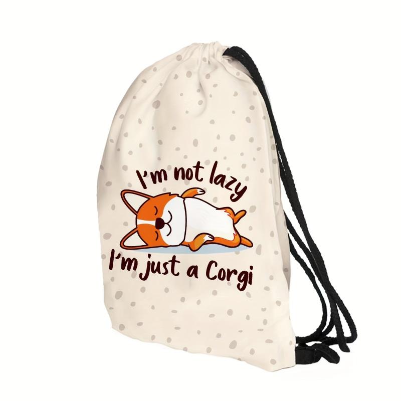 Cartoon Animal Drawstring Sackpack Letter Graphic Backpack