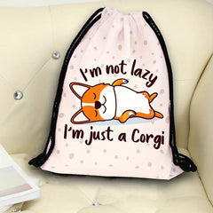 Cartoon Animal Drawstring Sackpack Letter Graphic Backpack